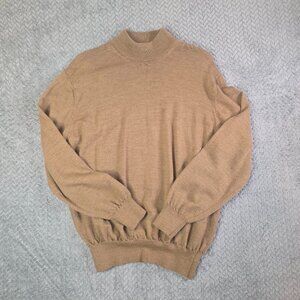 Grant Thomas Merino Wool Mock Neck Sweater Men’s M Made in Italy Tan